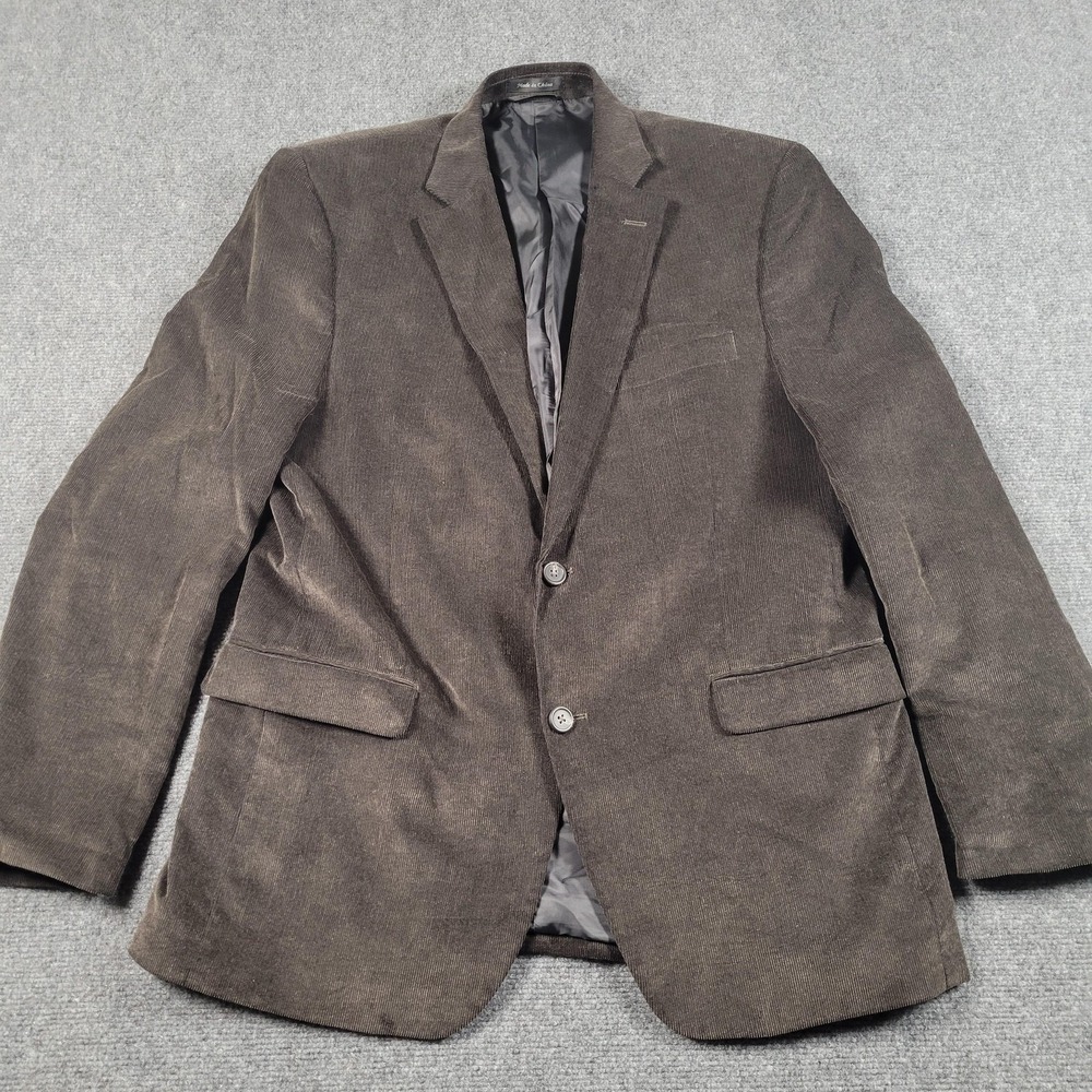 Chaps Blazer Mens 42R Gray Corduroy Slim Fit Sport Coat Two Button Double Vent